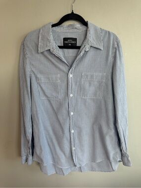 Zara Blue-White Striped Button-Up Shirt